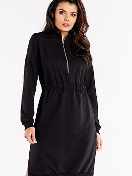 Rochie de zi Infinite You  Rochie cu mâneci lungi, fante laterale decorative și cusături verticale în față. O bandă de cauciuc este cusută în talie pentru o p