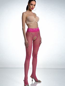 Dresuri Amour  Chiloți clasici semi-mat, netezi, 30 DEN cu croială deschisă. O centură din dantelă de bun gust pe linia șoldurilor adaugă eleganță