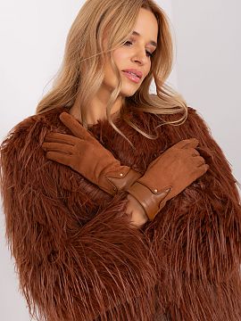 Mănuşi AT  Mănuși elegante pentru femei, realizate dintr-o combinație de două materiale diferite. Degetul mare și degetul arătător cu floare bro