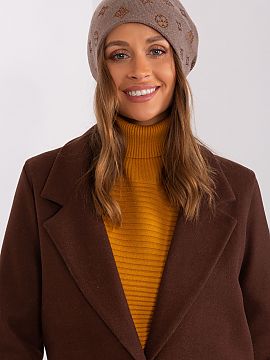 Şapcă AT  Pălărie caldă de iarnă pentru femei din cașmir cu aplicații decorative din pietre de ras.