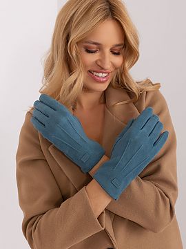 Mănuşi AT  Mănuși elegante pentru doamne, din material izolat neted. Petice decorative la încheieturi. Degetul arătător cu floare brodată, care v