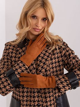 Mănuşi AT  Mănuși elegante pentru femei, din material izolat neted. Degetul arătător cu floare brodată, ceea ce vă permite să vă folosiți tele