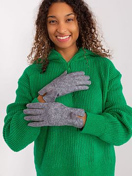 Mănuşi AT  Mănuși elegante pentru femei din material izolator cu model geometric decorativ. Pompoane decorative la încheieturi. Degetul arătător c