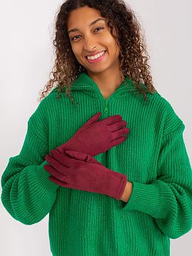 Mănuşi AT  Mănuși elegante pentru femei, din material izolat neted. Degetul arătător cu floare brodată, ceea ce vă permite să vă folosiți tele