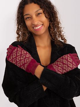 Mănuşi AT  Mănuși netede pentru femei cu izolație suplimentară tricotată care poate fi scoasă. Mănușile au o floare brodată pe degetul arătă