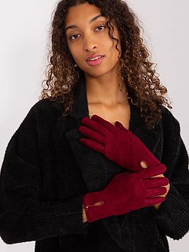 Mănuşi AT  Mănuși elegante pentru femei din material izolator cu un model geometric decorativ. La încheieturile mâinilor, decupaj cu închidere cu 