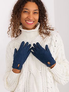 Mănuşi AT  Mănuși elegante pentru femei din material izolator cu un model geometric decorativ. La încheieturile mâinilor, decupaj cu închidere cu 