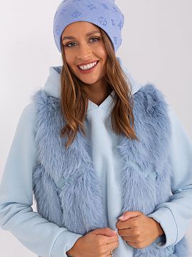 Şapcă AT  Pălărie caldă de iarnă pentru femei din cașmir cu aplicații decorative din pietre de ras.