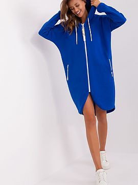 Bluză Relevance  Hanorac pentru femei cu croială extinsă, mâneci lungi și glugă. Puloverul are o închidere cu fermoar, cu buzunare glisante pe laterale