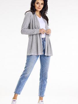 Cardigan awama  Un pulover drăguț și larg, cu guler șal, perfect pentru serile de primăvară și de vară. Este tăiat drept și vine cu o curea din ac