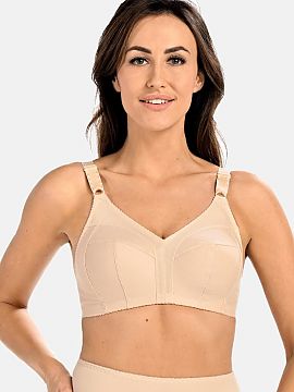 Soft Teyli  Vă prezentăm un sutien de lux fără arcuri, într-o culoare bej elegantă și atemporală, conceput pentru o potrivire și un confort per
