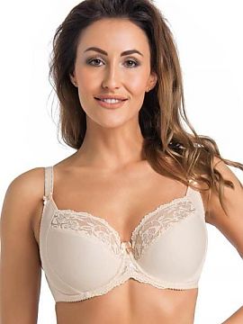 Soft Teyli  Sutienul moale Amelia de culoare bej este fabricat din material de înaltă calitate, cu adaos de dantelă elastică, prietenoasă cu pielea