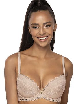 Push-up Mat  Estelle, un model delicat și subtil cu cupe push-up și centru coborât. Sutienul este disponibil în trei variante de culori: alb, negru �