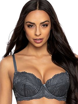Push-up Mat  Sutien ultra pentru fanii culorilor estompate. Modelul Sybilla este realizat în întregime din dantelă delicată de culoare gri. Partea de