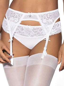 Portjartier Mat  Curea de jartieră sexy de la Hannah. Realizată în întregime din dantelă florală fermecătoare, spatele este decorat cu benzi fine de f