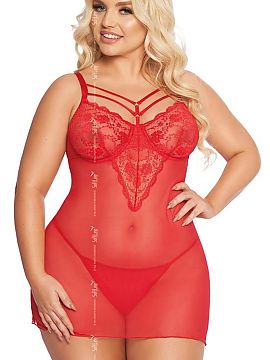 Lenjerie sexy completă SoftLine Collection  Tricoul sexy cu insertii de dantela si curele decorative este cheia ta secreta catre inima celui iubit. Decolteul senzual de pe spate ii con