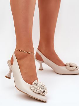 Pantofi cu toc subţire (stiletto) Step in style  Elegantele pantofi cu toc pentru dame, realizați din piele naturală de catifea, reprezintă o combinație între o stilizare subtilă și 