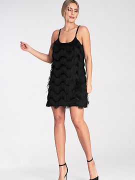 Rochie de seară Figl  Rochie mini cu franjuri decorative. Curele subțiri, reglabile. Croială lejeră. Rochie cu căptușeală.