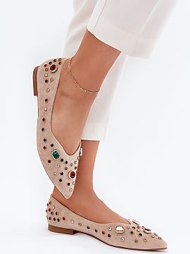 Balerini Step in style  Balerinii pentru femei sunt realizati din piele ecologica de catifea, decorate cu cristale care le confera eleganta si stralucire. Varfurile