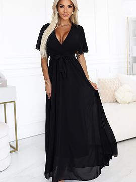 Rochie elegantă Numoco  Rochie maxi stilată și feminină în clasicul negru este o propunere ideală pentru ocazii speciale. Partea de sus este elegant finisată 