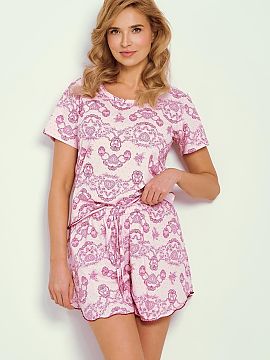 Pijama Taro  Pijama elegantă și confortabilă pentru femei, fabricată dintr-un material moale și respirabil cu un imprimeu delicat. Bluza cu mâneci 