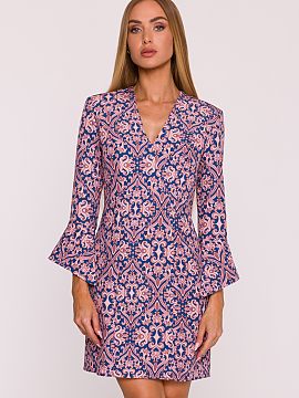Rochie de zi Moe  Rochia cu un imprimeu colorat de plante este o propunere care îmbină eleganța feminină cu o notă de stil retro. Finisajul mat al materi