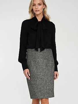 Fustă Nife  Fustă elegantă de damă cu croială fit, croită pe corp, confecționată dintr-un material cu textură melanj și culoare neuniformă, ca