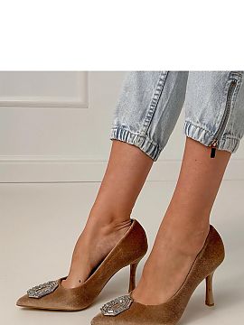 Pantofi cu toc subţire (stiletto) Solea  Elegantele tocuri înalte realizate dintr-un material de înaltă calitate, decorate cu o aplicație spectaculoasă de zirconiu, care atrage