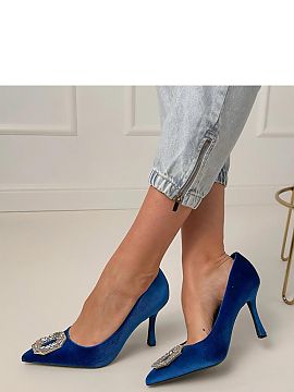 Pantofi cu toc subţire (stiletto) Solea  Elegantele tocuri înalte realizate dintr-o țesătură de înaltă calitate, decorate cu o aplicație strălucitoare din zirconiu, care atr