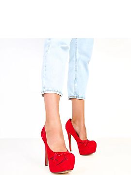 Pantofi cu toc subţire (stiletto) Solea  Tocuri senzuale pentru femei realizate din piele ecologică moale de catifea, care impresionează cu un accent subtil și feminin, flori dec
