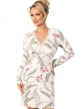 Cămaşă de noapte Donna  Cămașa de noapte elegantă până la genunchi, care combină confortul cu farmecul feminin. Realizată dintr-un material decorat cu un imp