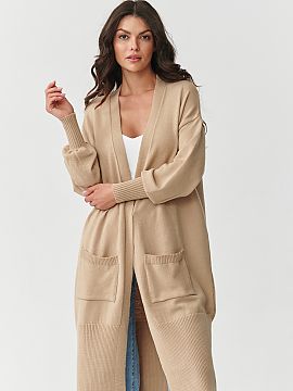 Kardigan Makadamia  Elegant, comfortable and timeless, that\'s exactly our long women\'s cardigan with pockets, which will become your favorite piece of clothin