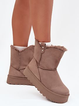 Moon boots Step in style  Cizme de zăpadă pentru femei realizate din catifea ecologică. Un model elegant așezat pe o platformă. Încălzirea cu blăniță oferă