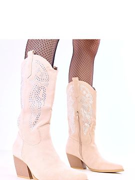 Cizme cu toc Solea  Cizme elegante de tip cowboy, realizate din piele ecologică de catifea, îmbină confortul purtării zilnice cu un design modern. Modelul c