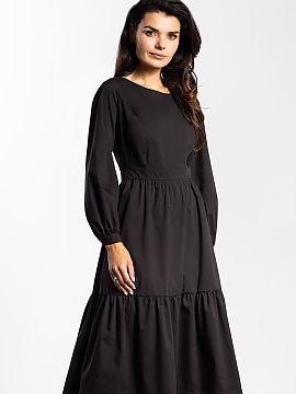 Rochie de zi awama  Rochia midi eleganta cu croi evazat combina eleganta cu gratia feminina. Partea de sus ajustata subliniaza discret silueta, iar taietura in 