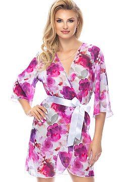 Cămaşă de noapte Irall  Un halat elegant realizat dintr-un șifon delicat este o combinație de ușurință, stil și confort. Materialul subtil cu imprimeu se așa