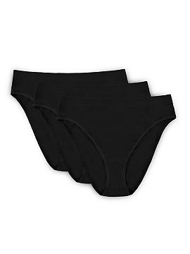 Completă Gorteks  Pachet de trei chiloți din bumbac, cu tăietură modernă și adâncă, perfect pentru purtarea zilnică. Învelesc picioarele și accentue