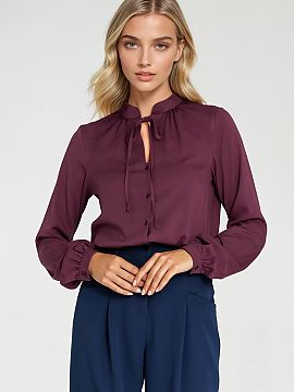 cămașă cu mânecă lungă Nife  Cămașă elegantă de damă cu croială de bluză în stil regulat, confecționată dintr-o vâscoză ușoară și aerisită. Modelul are o