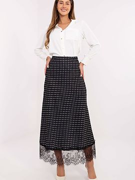 spódnica Rue Paris  Fustă elegantă și feminină de lungime midi, confecționată dintr-un material plăcut la atingere, poliester cu adaos de elastan, care a