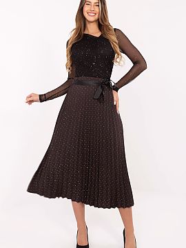 spódnica Rue Paris  Fustă plisată elegantă și feminină de lungime midi, confecționată din viscoză de înaltă calitate cu adaos de elastan, asigurând u