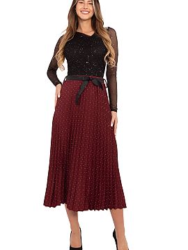 spódnica Rue Paris  Fustă plisată stilată și feminină de lungime midi, realizată din viscoză de înaltă calitate cu adaos de elastan, asigurând ușurin