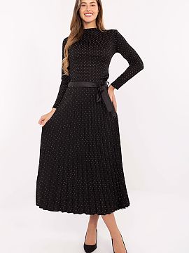 spódnica Rue Paris  Fustă plisată elegantă și feminină de lungime midi, confecționată din viscoză de înaltă calitate cu adaos de elastan, care oferă 