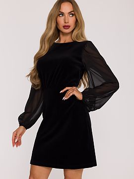 Rochie de seară Moe  Rochie mini eleganta și feminină din catifea, care uimește prin combinarea a două materiale nobile: catifea moale și elastică și șif