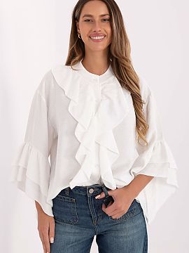 cămașă cu mânecă lungă Rue Paris  Elegantna bluză femeiască fără guler, confecționată din viscoză de înaltă calitate, este o alegere excelentă atât pentru ziua de 