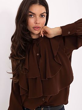 cămașă cu mânecă lungă Rue Paris  Cămașa elegantă fără guler pentru femei este un element clasic și atemporal al garderobei, care se potrivește în multe stilizări, a