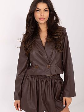 Fustă scurtă Italy Moda  Fustă casual în formă de bulb din imitație de piele, de lungime mini, ideală pentru ținutele de zi cu zi. Realizată dintr-o combinaț