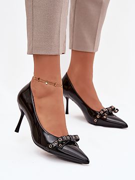 Pantofi cu toc subţire (stiletto) Step in style  Clasice și pline de farmec, tocurile realizate din piele ecologică lucioasă sunt o propunere pentru femeile care apreciază eleganța și