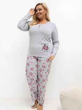 Pajama Plus Size Forever Pink  Pijamale damă plus size este o combinație confortabilă și stilată formată dintr-o bluză cu mâneci lungi și pantaloni lungi. Bluză 