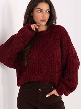 sweter Factory Price  Bluza damă moale și lejeră cu un șablon împletit în coardă este o propunere ideală pentru stilizările casual de zi cu zi. Realizat�