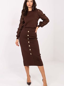 Fustă Factory Price  Fustă elegantă din tricot cu un model neted, perfectă pentru zi de zi, la birou, dar și pentru ocazii mai speciale. Realizată dintr-o a